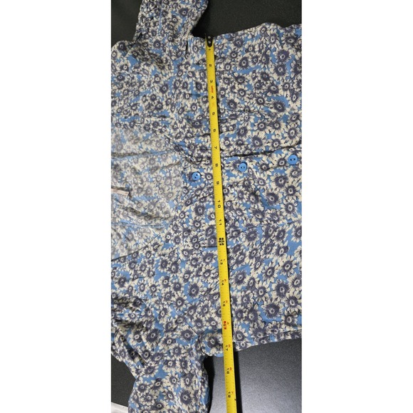 Free People Blue Floral Print Sun Dress Laced Up Mini Sleeves Back M Boho Fairy - Picture 11 of 14